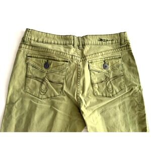 Jag Jeans Women's Size 14 Stretch Olive Green Cropped Jeans Pockets Embroidered